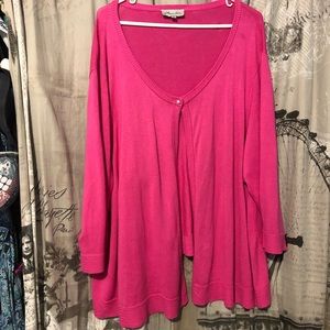 Pink cardigan with fantastic trim plus size